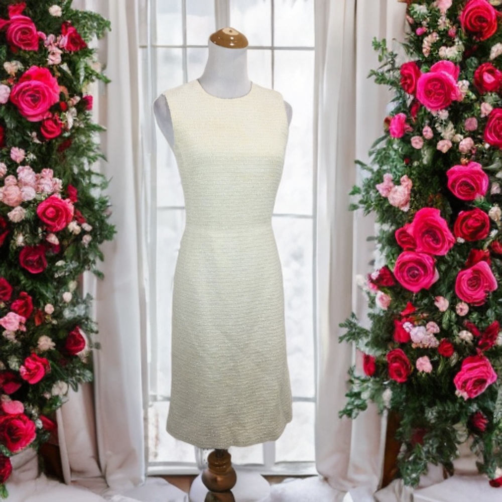 Barneys New York Cream Tweed  Midi Dress